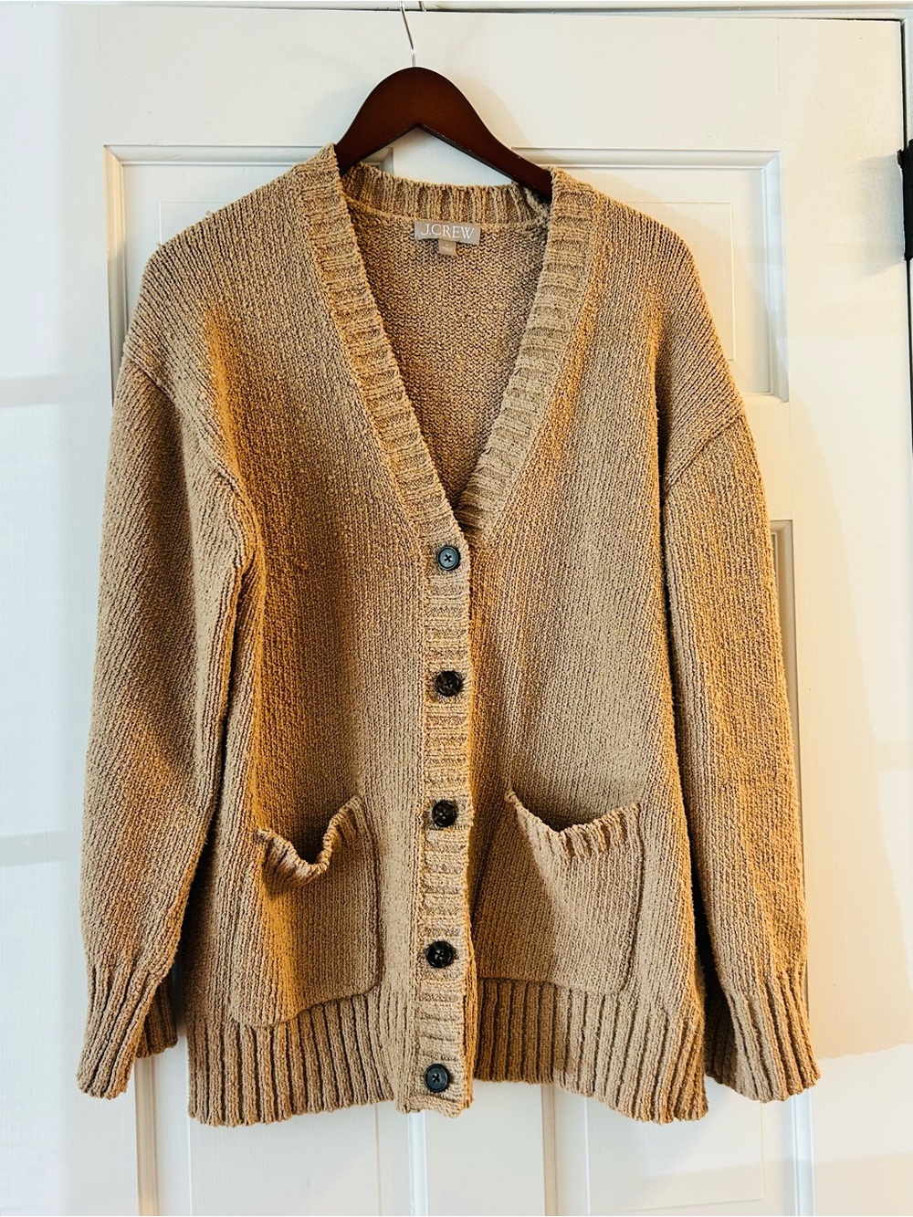 J. Crew Tan Button Front Knit Beach Cardigan